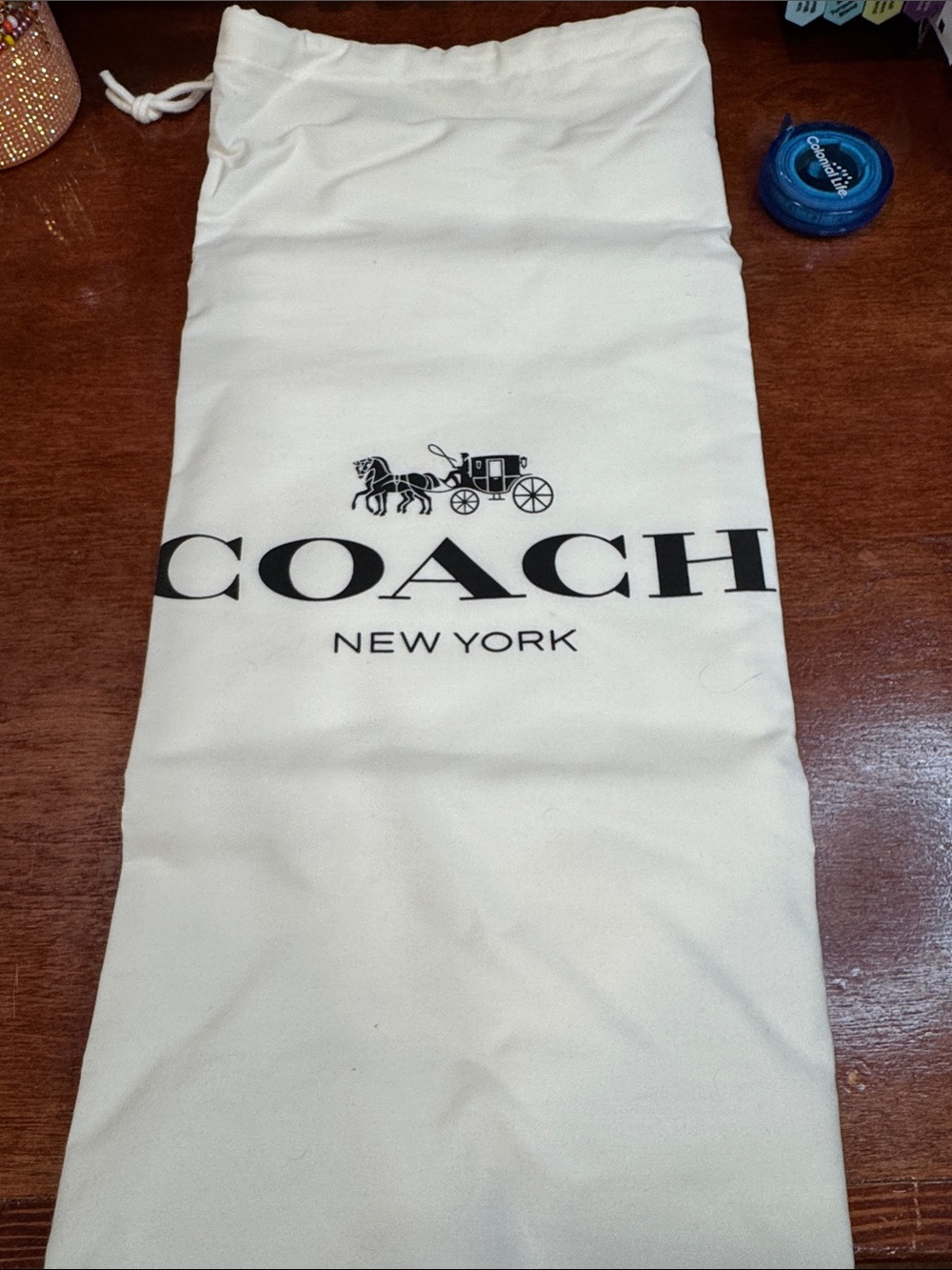 Coach New York Cream Logo Drawstring Dust Bag